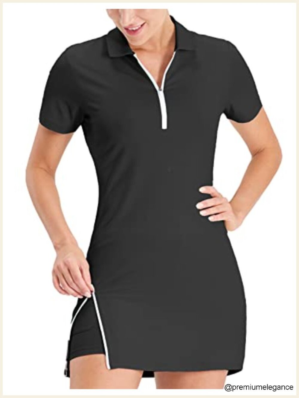 Tennis Golf Dress for Women with Built-in Shorts and Pockets Half Zip
